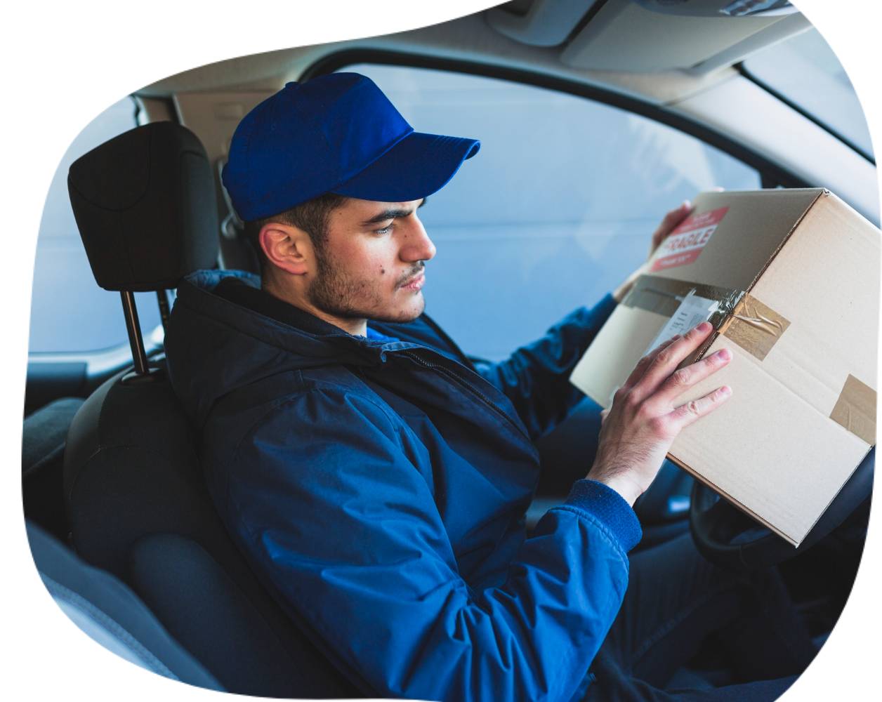 Zaajil driver delivering packages with care